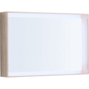 Oglinda cu iluminare Geberit Citterio 88.4x58.4cm rama stejar bej