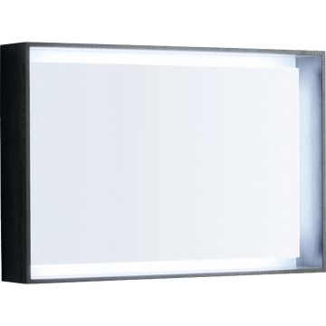 Oglinda cu iluminare Geberit Citterio 88.4x58.4cm rama stejar maro gri
