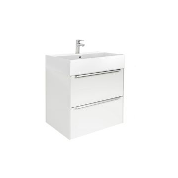 Set mobilier Roca Inspira 60cm lavoar si dulap baza cu doua sertare alb lucios