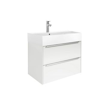 Set mobilier Roca Inspira 80cm lavoar si dulap baza cu doua sertare alb lucios