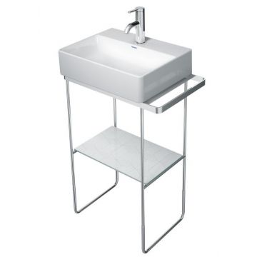 Consola metalica pe pardoseala pentru lavoar Duravit DuraSquare 516x333mm cu port-prosop reversibil fara raft crom