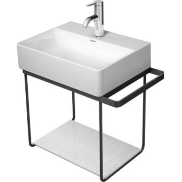 Consola metalica suspendata pentru lavoar Duravit DuraSquare 516x333mm cu port-prosop reversibil fara raft negru mat