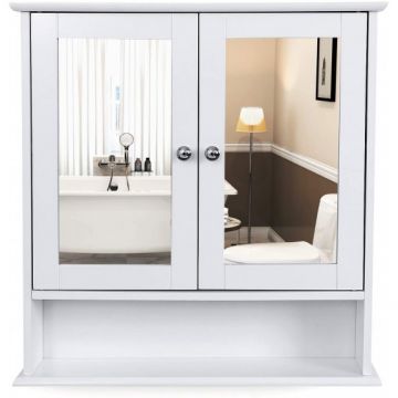 Dulap De Baie De Perete Cu Oglinda Paola, Alb, 58 x 13 x 56 Cm Dulap De Baie De Perete Cu Oglinda Paola, Alb, 58 x 13 x 56 Cm