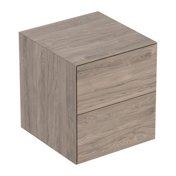 Dulap mediu suspendat Geberit One nuc american Hickory cu 2 sertare 45 cm