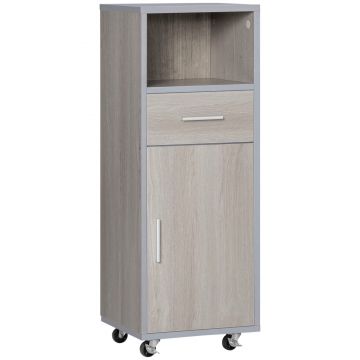 KLEANKIN Mobilier pentru baie inaltat din MDF, 30x32x87cm, Gri si Lemn