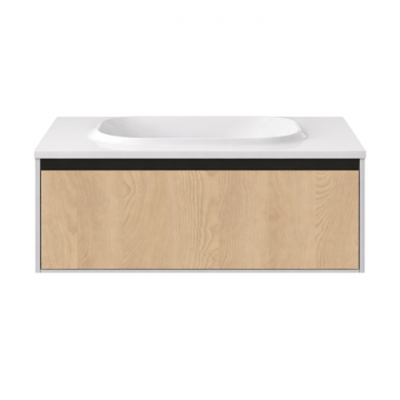 Set dulap baie cu lavoar inclus Kolpasan Pandora, 110 cm, stejar