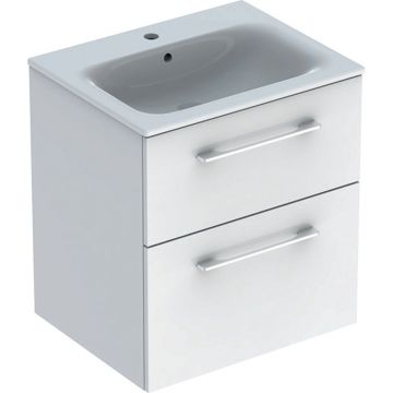 Set mobilier Geberit Selnova Square lavoar 60cm cu margine ingusta si dulap cu doua sertare alb lucios