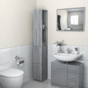 vidaXL Dulap de baie, sonoma gri, 25x25x170 cm, lemn prelucrat