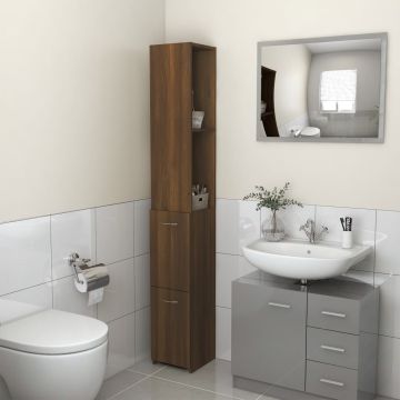 vidaXL Dulap de baie, stejar maro, 25x25x170 cm, lemn prelucrat