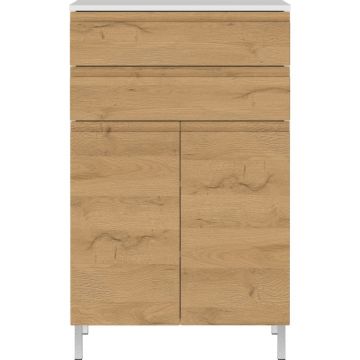 Dulap de baie scund alb cu aspect de stejar 60x97 cm Torrance - Germania