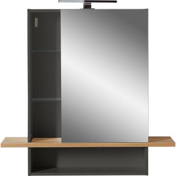 Dulap de baie suspendat gri închis cu oglindă în decor de stejar 90x91 cm Avellino - Germania Dulap de baie suspendat gri închis cu oglindă în decor de stejar 90x91 cm Avellino - Germania