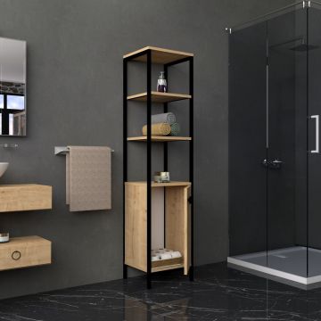 Dulap pentru baie, Puqa Design, Derin, 161,8 x 38 x 34 cm, pal melaminat, alb