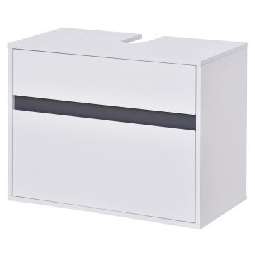 Dulap masca pentru chiuveta HOMCOM din MDF alb pentru baie cu 2 sertare 67 x 36 x 52 cm | Aosom RO