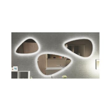 Set 3 oglinzi cu iluminare si dezaburire Fluminia Gaudi amorfe