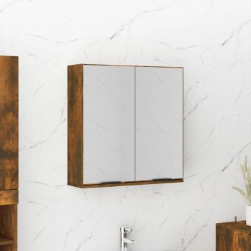 vidaXL Dulap de baie cu oglindă, stejar fumuriu, 64x20x67 cm