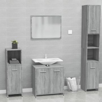 vidaXL Set de mobilier de baie, gri sonoma, lemn prelucrat