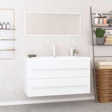 vidaXL Set mobilier de baie, 3 piese, alb