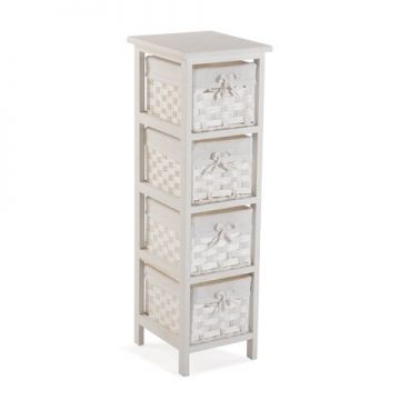 Dulap baie cu 4 cosuri Pompei, Versa, 29 x 25 x 82 cm, lemn, alb