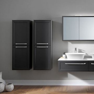 Dulap baie gri antracit suspendat 132 cm cu 2 usi KolpaSan Blanche