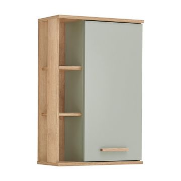 Dulap de baie suspendat verde cu aspect de lemn de stejar 51x75 cm Set 923 - Pelipal