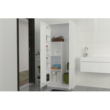 Dulap de baie, Tera Home, Odeon, 75.6x180x44 cm, PAL, Alb