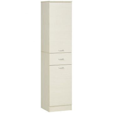 HOMCOM Dulap de Baie cu 2 Dulapuri, Sertar Central și Poliță Reglabilă pentru Depozitare și Organizare, 34x34x150 cm, Lemn Natural | Aosom Romania