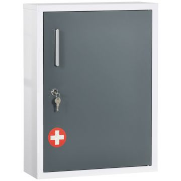 Dulapior pentru medicamente montat pe perete, cutie de urgenta pe 3 nivele pentru baie, bucatarie kleankin | Aosom RO