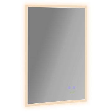 Oglinda de baie cu LED 70x50cm kleankin, cu iluminare pentru perete, cu 3 lumini reglabile, Smart Touch, argintiu | Aosom RO