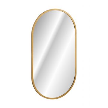 Oglinda Baie Apollo Auriu cu Iluminare Led, IP21, Ovala l50xH90 cm