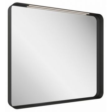 Oglinda cu iluminare LED Ravak Strip 80x70cm rama neagra IP44