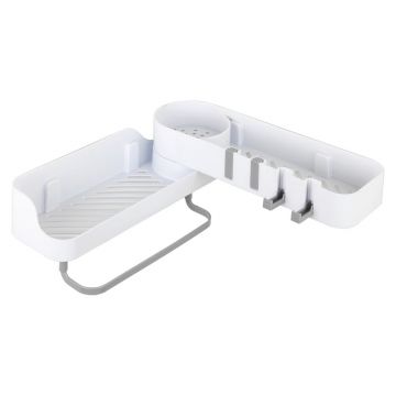 Raft pentru baie alb de colț autoadeziv din plastic - Maximex