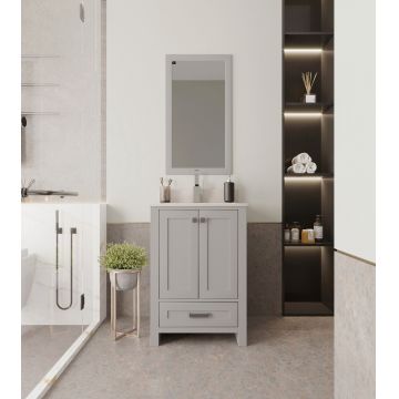 Set mobilier de baie (2 piese), Jussara, Erie 24, Gri