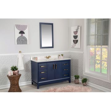 Set mobilier de baie (2 piese), Jussara, Michigan 48, Albastru inchis