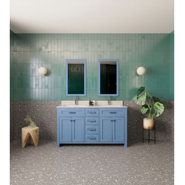 Set mobilier de baie (3 piese), Jussara, Erie 60, Albastru