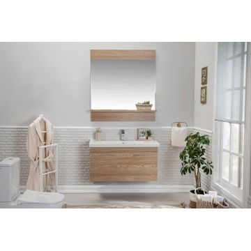 Set mobilier de baie (3 piese), Jussara, Sequoia 100, Stejar alb
