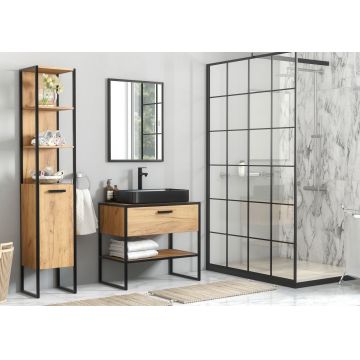 Set Mobilier pentru baie, 4 piese, Brooklin Black XL